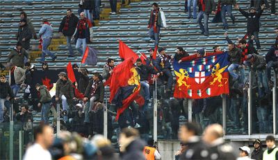 Genoa-fans in Stadio Olimpico after the victory against Lazio