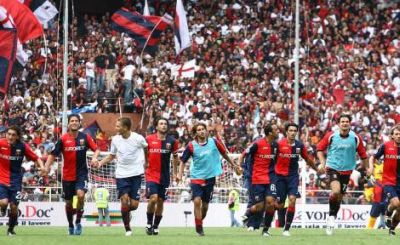 Genoa celebrates the victory against A.C. Milan