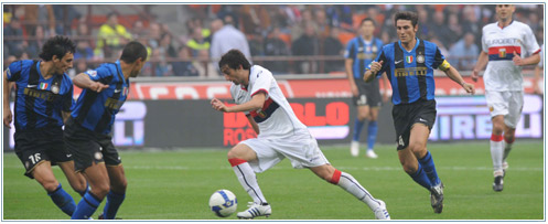 Diego Milito against Inter in San Siro