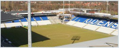 The stadium of Odense BK: Fionia Park, capacity: 15.761 spectators (800 in visitors-sector)