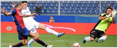 Giandomenico Mesto scores the winning goal against Fiorentina under Frey