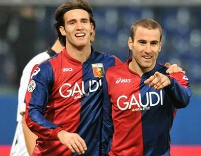 The goalscorers against Udinese: Robert Acquafresca and Rodrigo Palacio